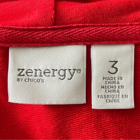 Vibrant Red Hoodie Mini Dress Chico’s brand casual tee shirt like - Picture 3 of 6